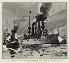 El Brooklyn, con los Restos de Lord Pauncefote a Bordo, llegando a los Muelles de Southampton